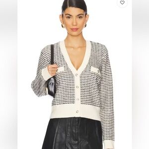 Astr Black and Cream Cardigan Sweater